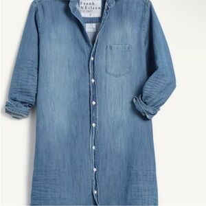Frank & Eileen classic shirt dress sz Medium distressed vintage blue jean wash